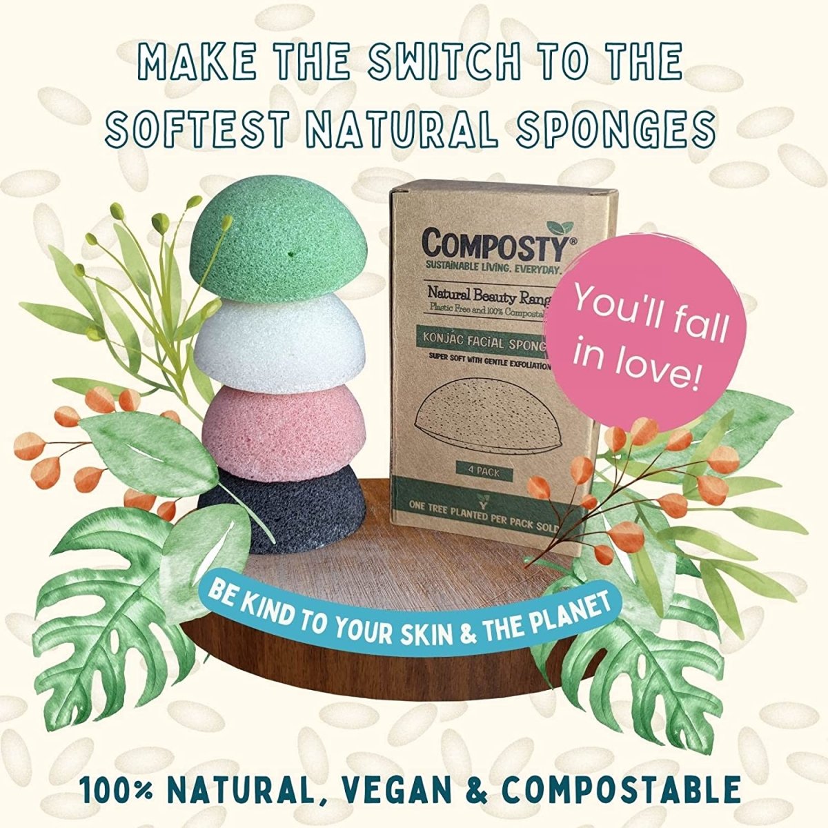 Konjac Facial Sponges – 4 Pack